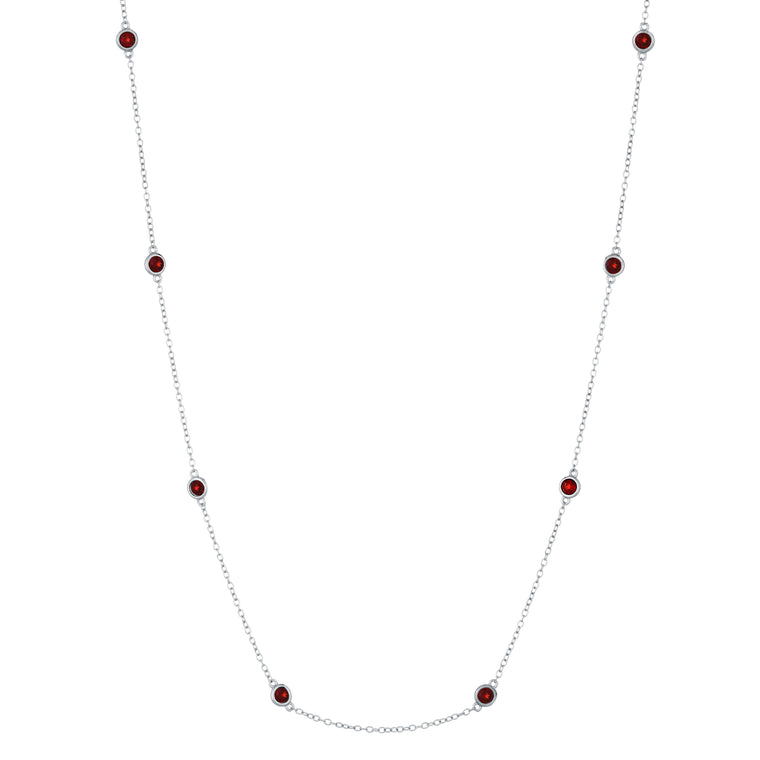 Birthstone Station Necklace in Sterling Silver