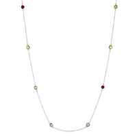 Birthstone Station Necklace in Sterling Silver