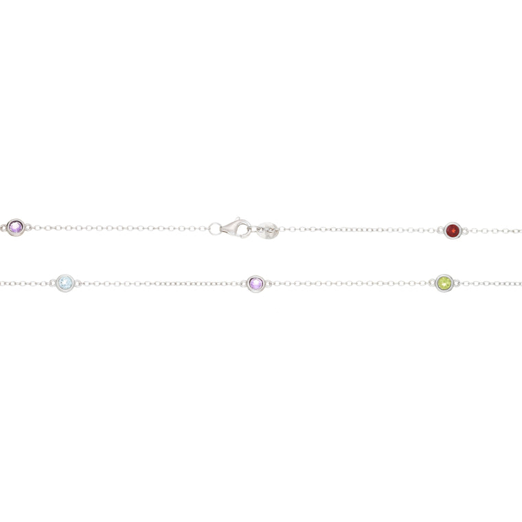 Birthstone Station Necklace in Sterling Silver