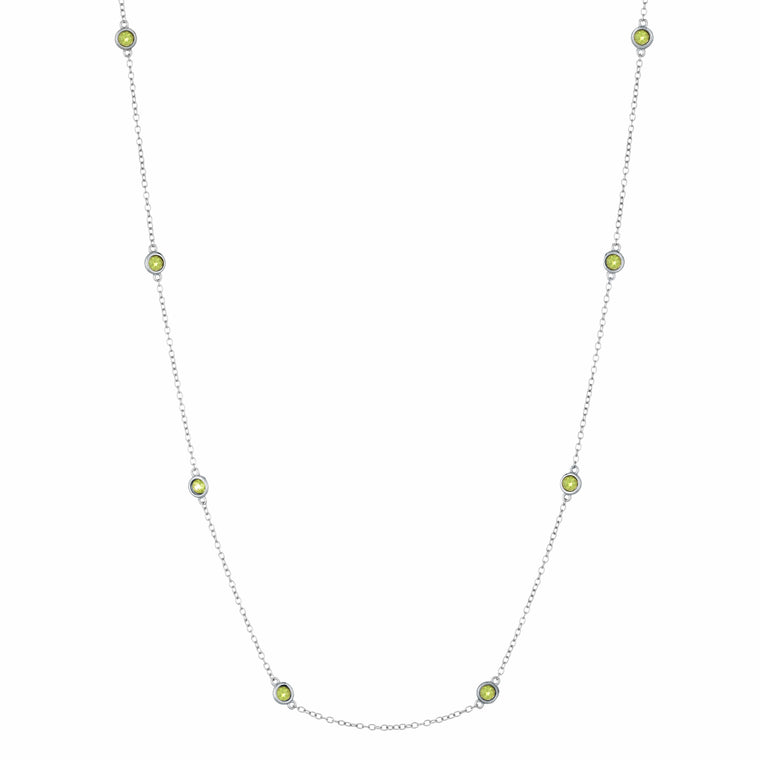 Birthstone Station Necklace in Sterling Silver