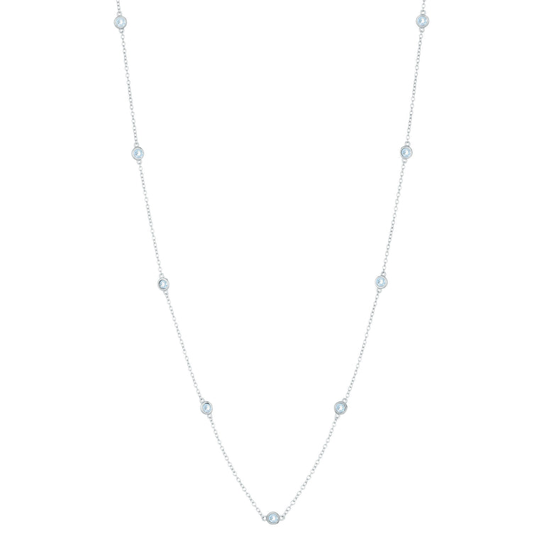 Birthstone Station Necklace in Sterling Silver