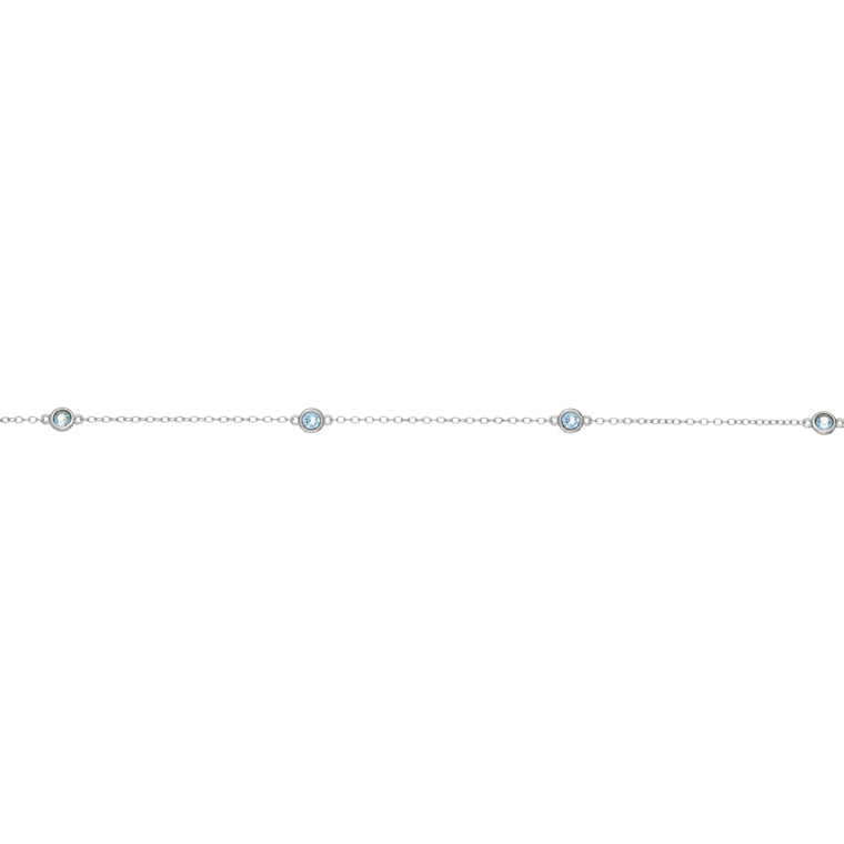 Birthstone Station Necklace in Sterling Silver