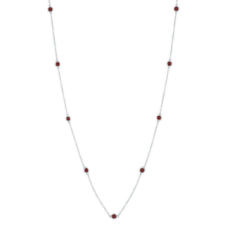 Birthstone Station Necklace in Sterling Silver