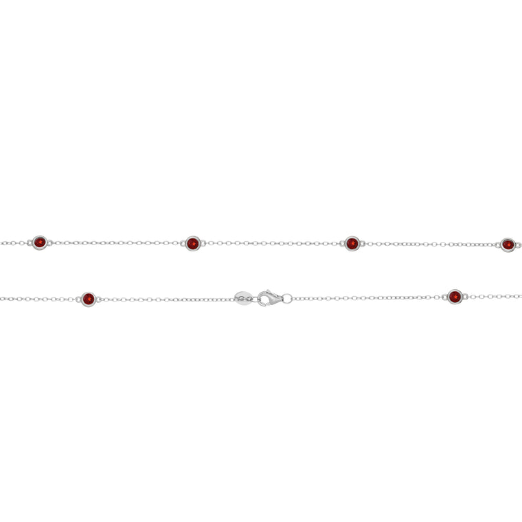 Birthstone Station Necklace in Sterling Silver