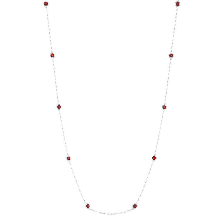 Birthstone Station Necklace in Sterling Silver