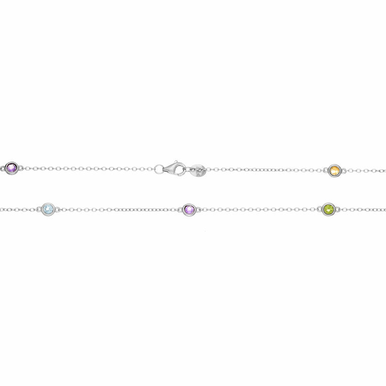 Birthstone Station Necklace in Sterling Silver