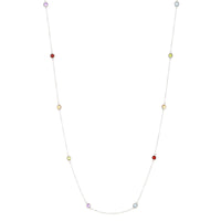 Birthstone Station Necklace in Sterling Silver