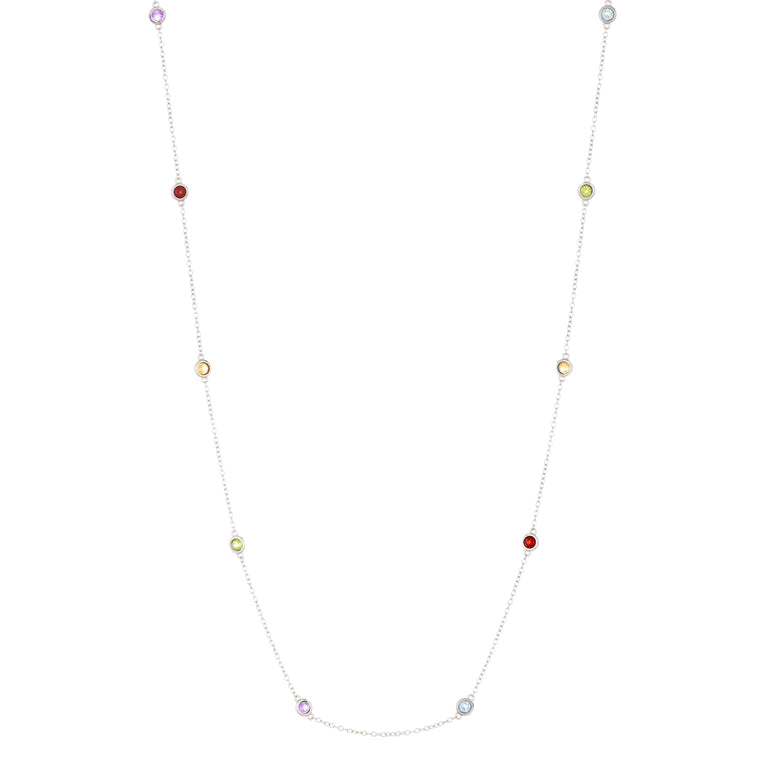 Birthstone Station Necklace in Sterling Silver