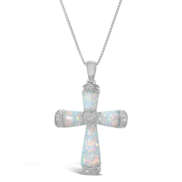 Created Opal Cross Pendant