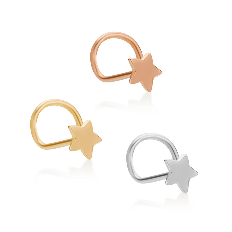 14K Gold Screw Astral Nose Ring Set - 22G