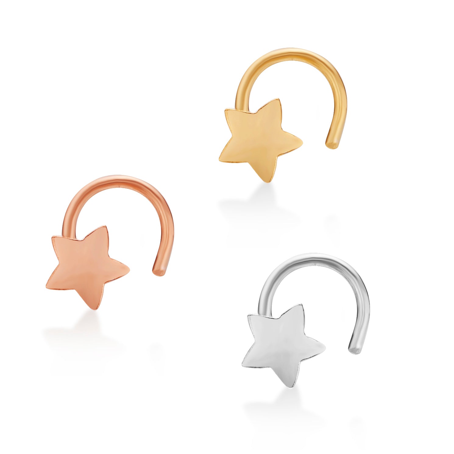 14K Gold Screw Astral Nose Ring Set - 22G