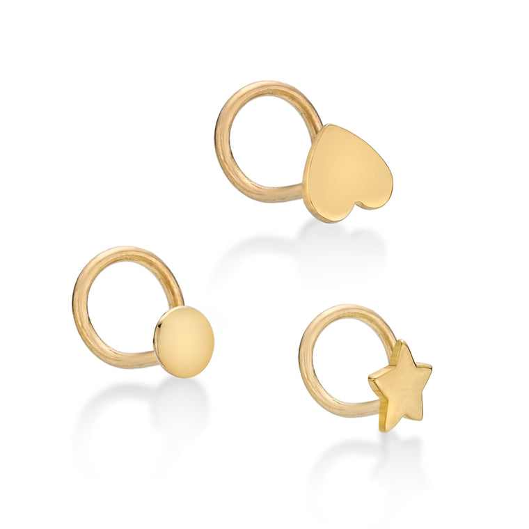 10K Yellow Gold Nose Ring Starter Set - 22G