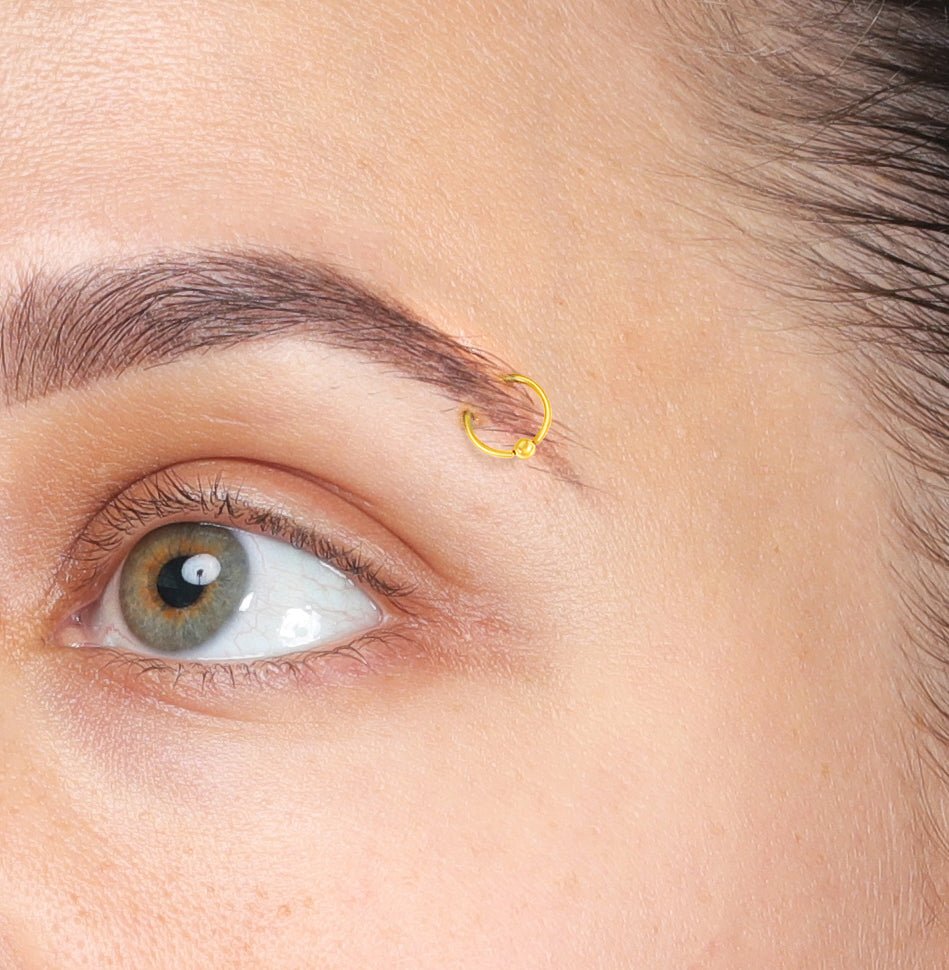 14K Gold Diamond Nose Hoop - 22G