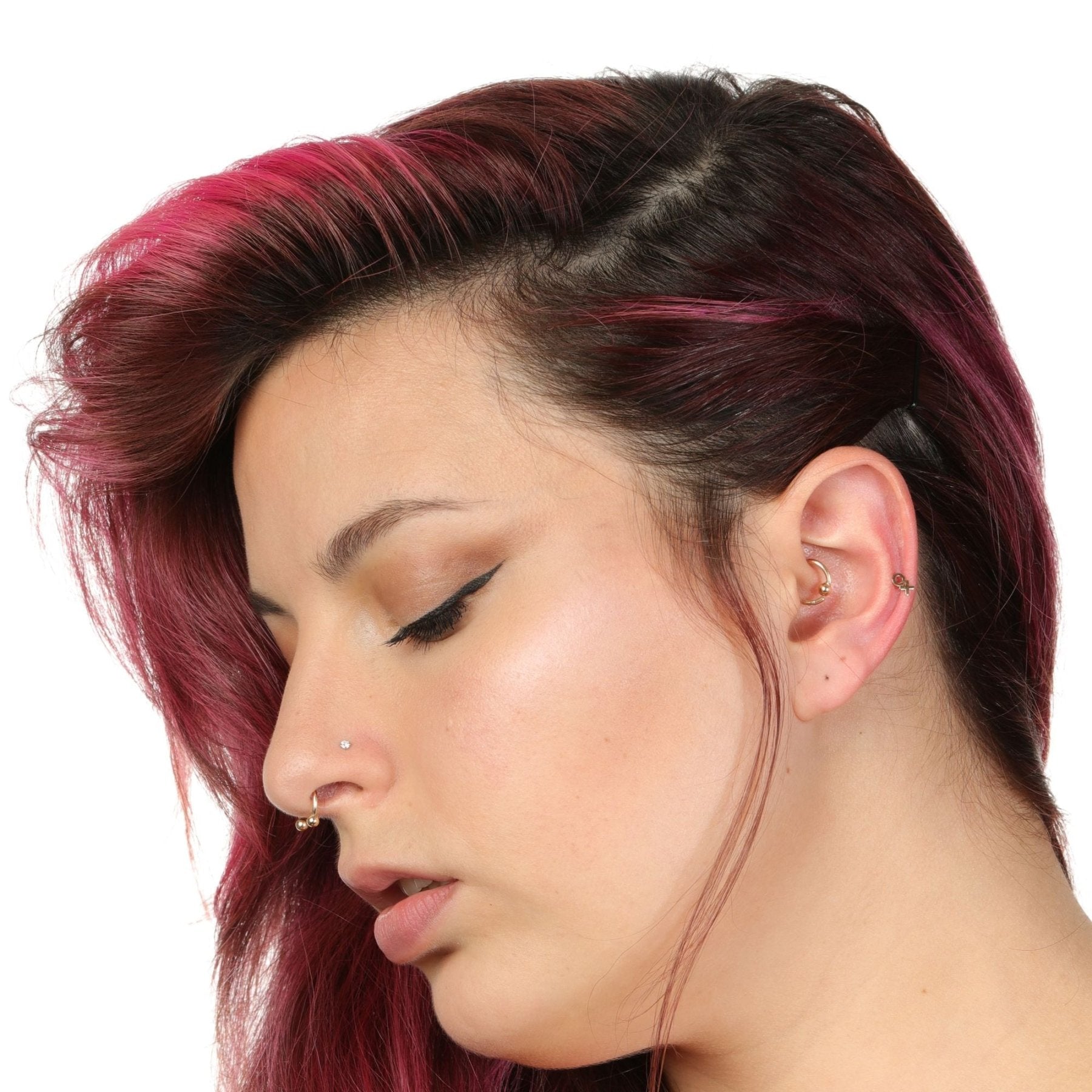 14K Gold Diamond Nose Hoop - 22G