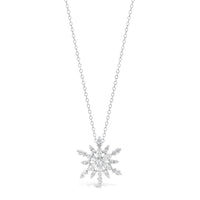 Cubic Zirconia Snowflake Pendant in Sterling Silver, 18"