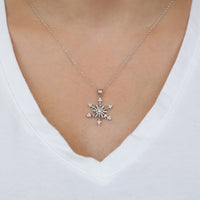 Cubic Zirconia Snowflake Pendant in Sterling Silver, 18"