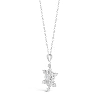 Cubic Zirconia Snowflake Pendant in Sterling Silver, 18"