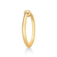 14K Yellow Gold Captive Bead Universal Hoop Ring, 1/2 Inches, 14 Gauge