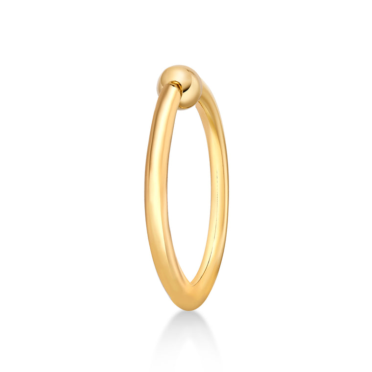 14K Yellow Gold Captive Bead Universal Hoop Ring, 1/2 Inches, 14 Gauge