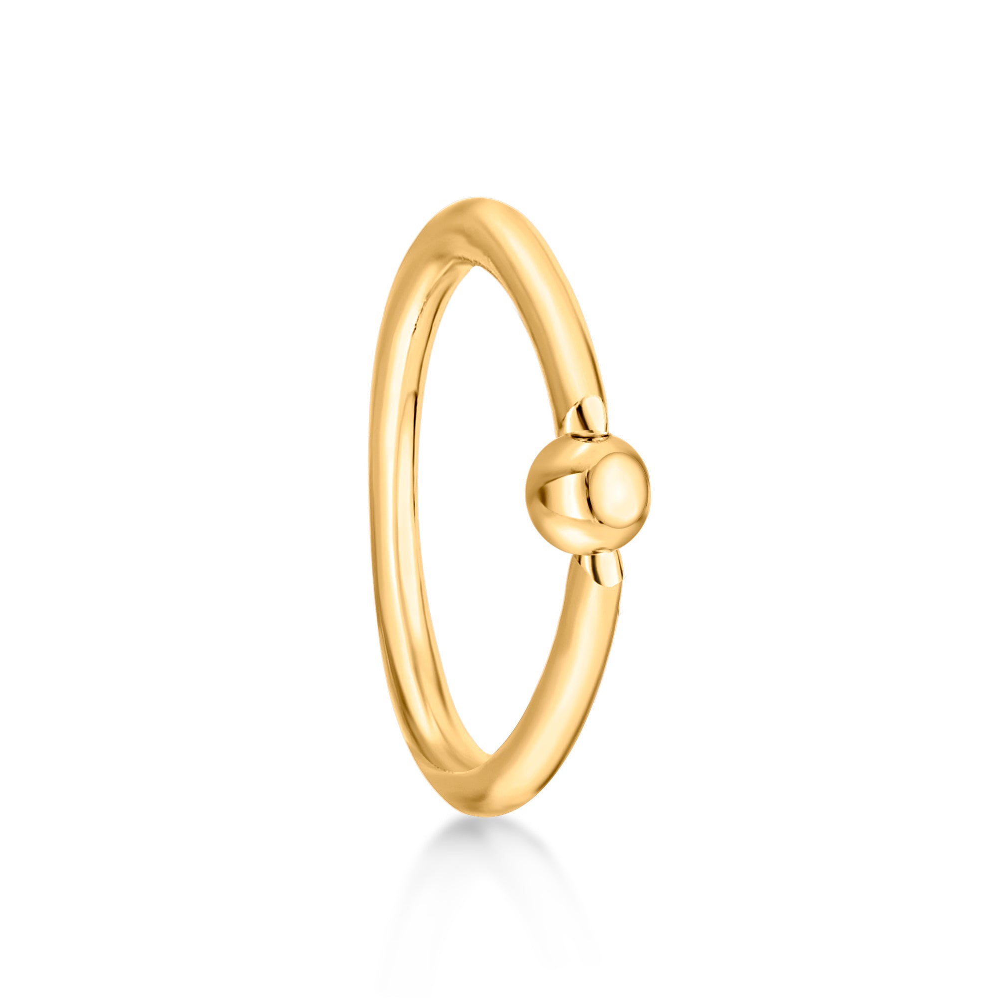 14K Yellow Gold Captive Bead Universal Hoop Ring, 1/2 Inches, 14 Gauge