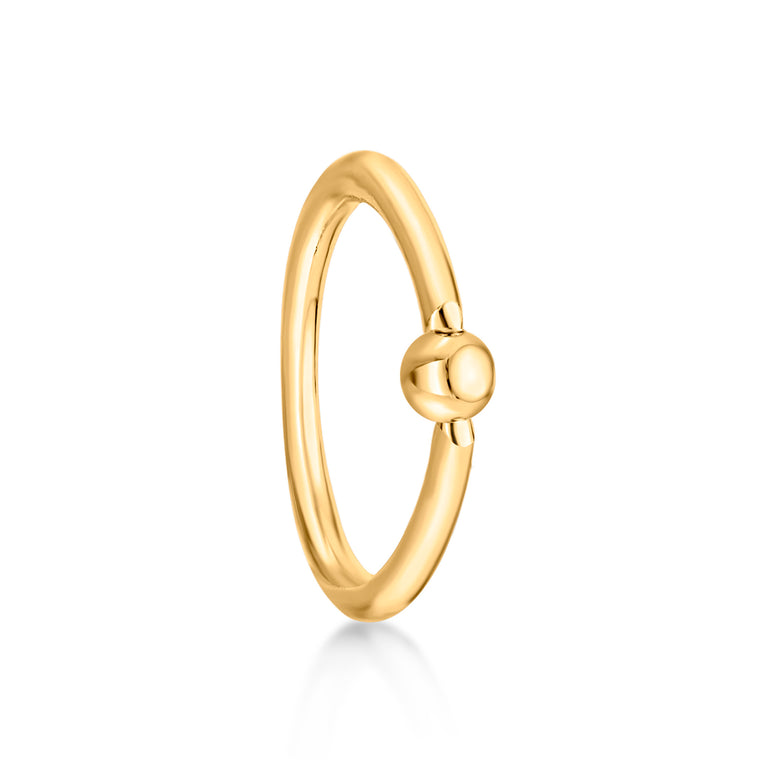 14K Yellow Gold Captive Bead Universal Hoop Ring, 1/2 Inches, 14 Gauge