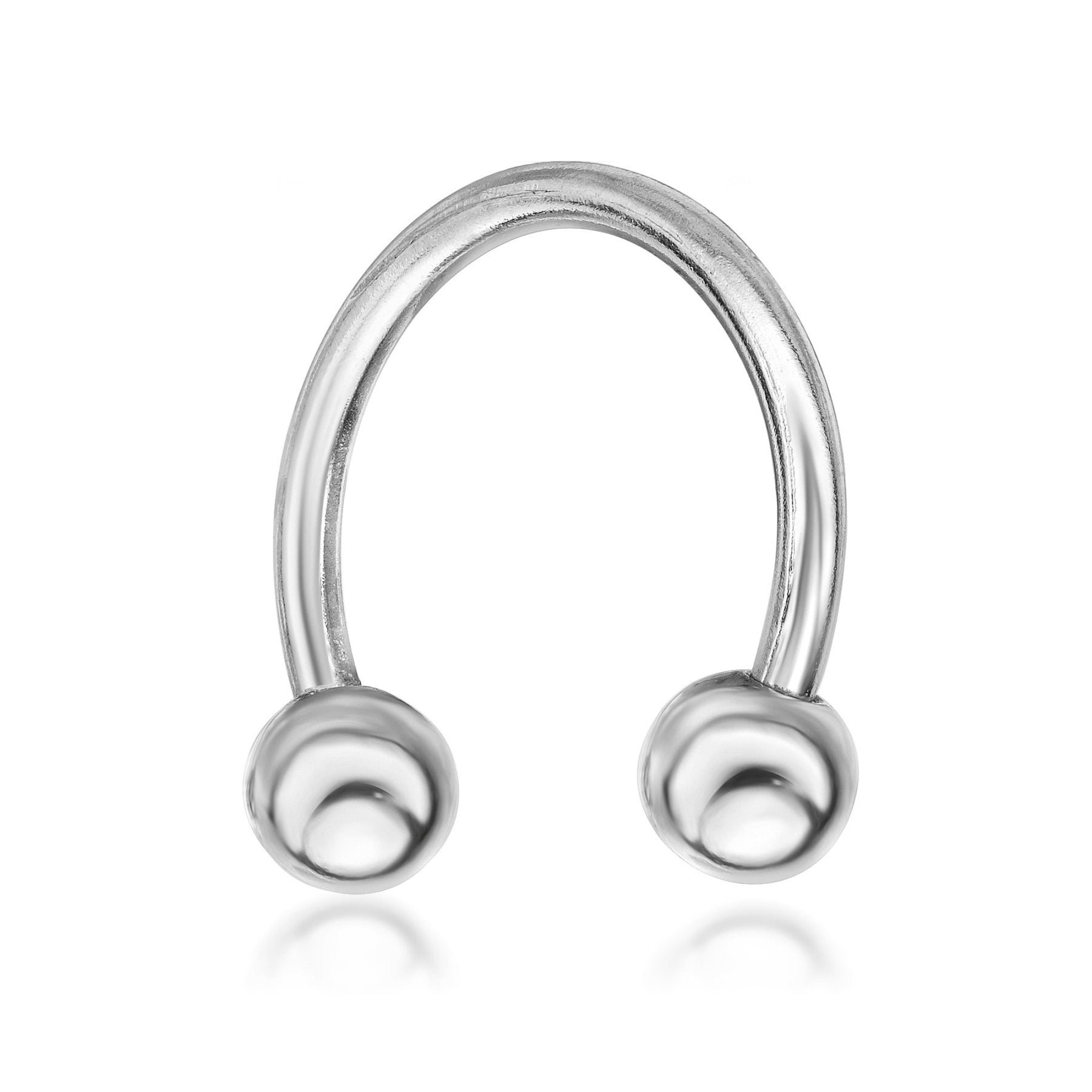 14K White Gold Horseshoe Nipple Hoop Ring, 14 Gauge