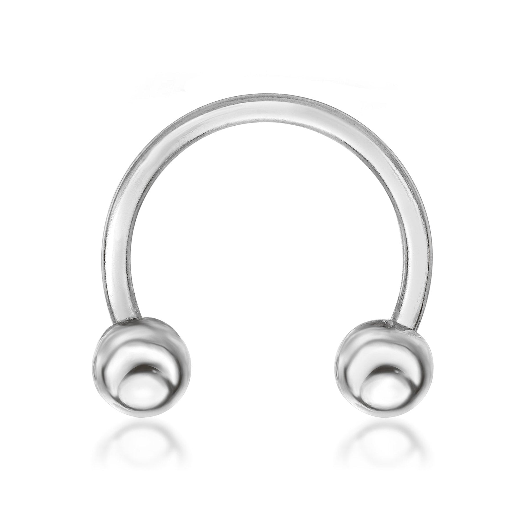 14K White Gold Horseshoe Nipple Hoop Ring, 14 Gauge