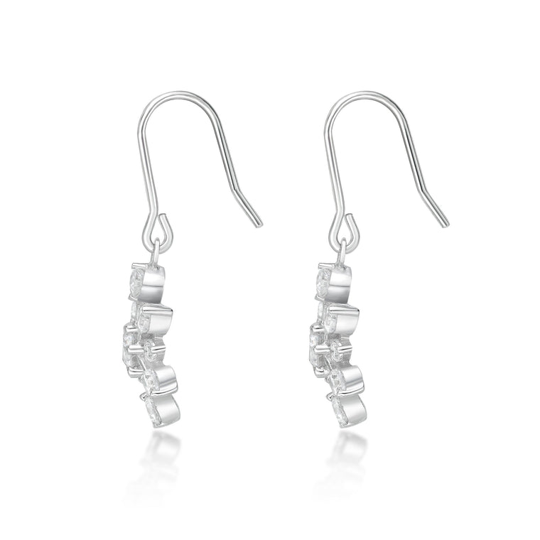 Cubic Zirconia Snowflake Fishhook Earring in Sterling Silver