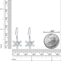 Cubic Zirconia Snowflake Fishhook Earring in Sterling Silver