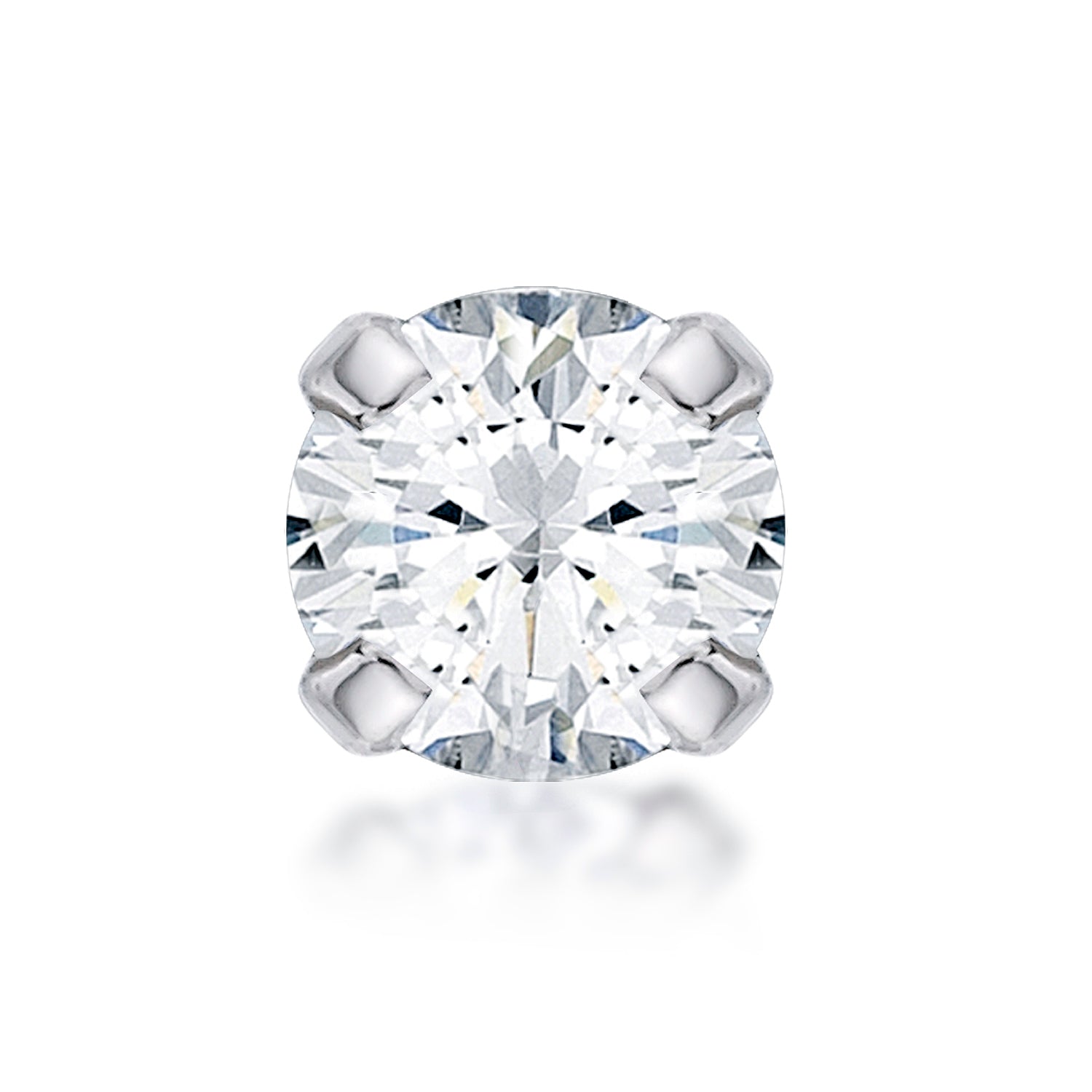 14K Gold Straight Bone Cubic Zirconia Nose Stud - 22G