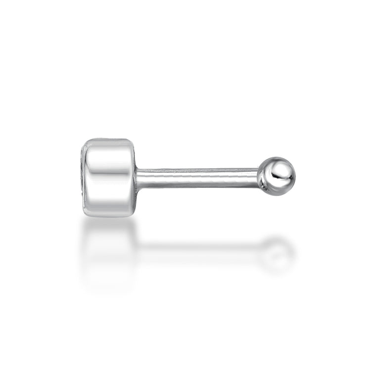 14K Gold Bezel Set Cubic Zirconia Nose Stud - 22G
