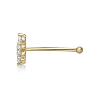 14K Gold Flower Cubic Zirconia Nose Stud - 22G
