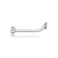 14K Gold Screw Cubic Zirconia Nose Ring - 22G