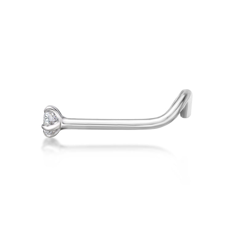 14K Gold Screw Cubic Zirconia Nose Ring - 22G
