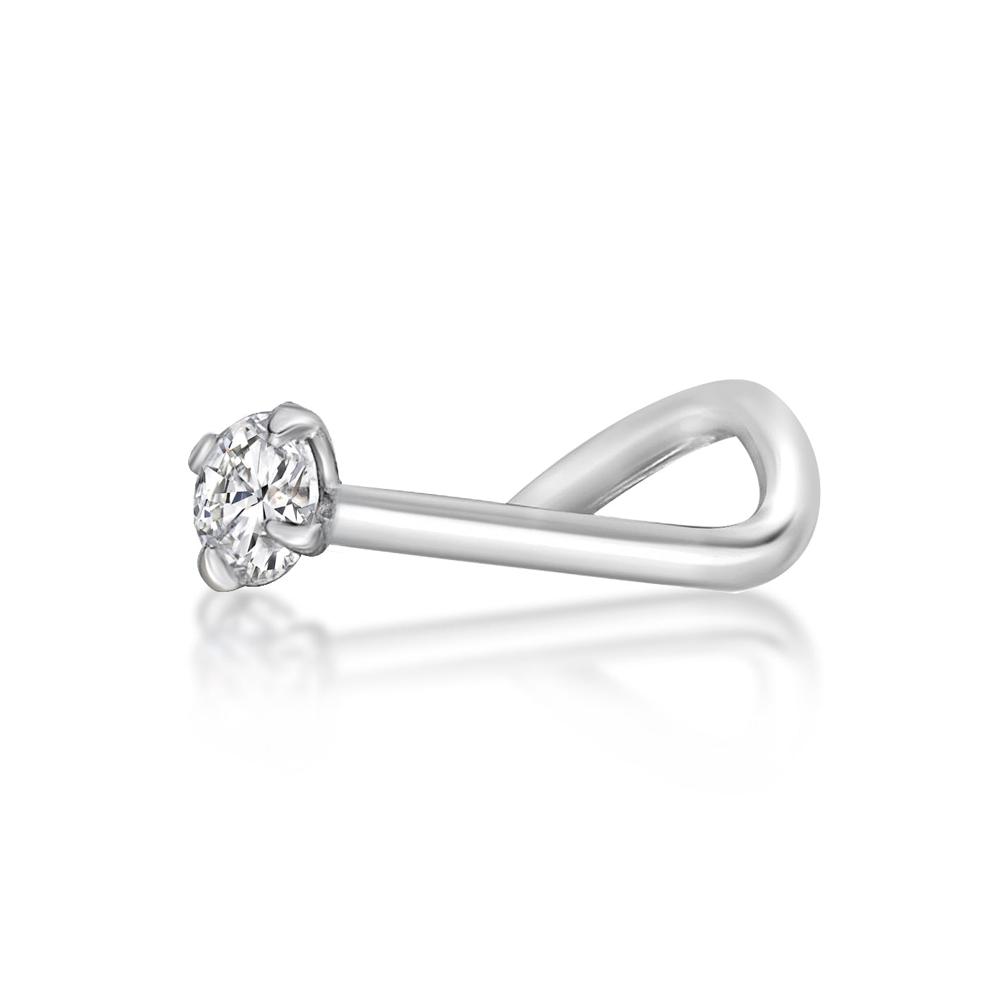 14K Gold Screw Cubic Zirconia Nose Ring - 22G