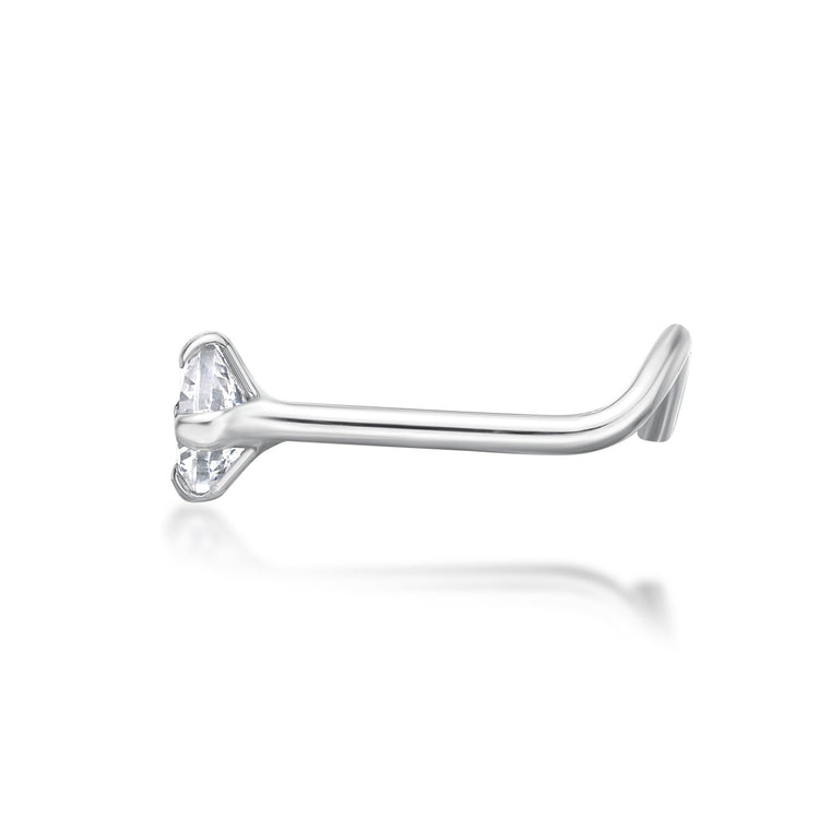 14K Gold Screw Cubic Zirconia Nose Ring - 22G