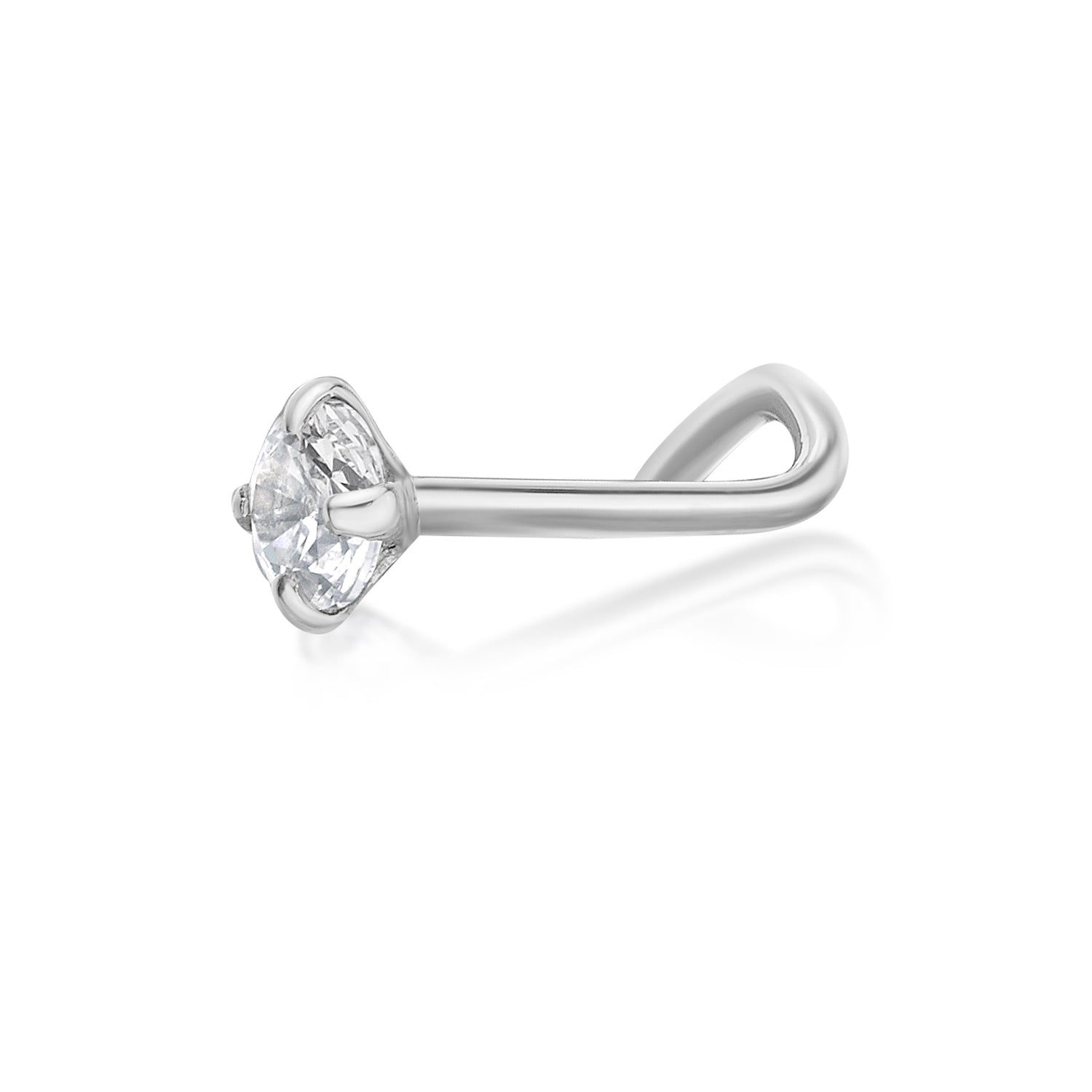 14K Gold Screw Cubic Zirconia Nose Ring - 22G