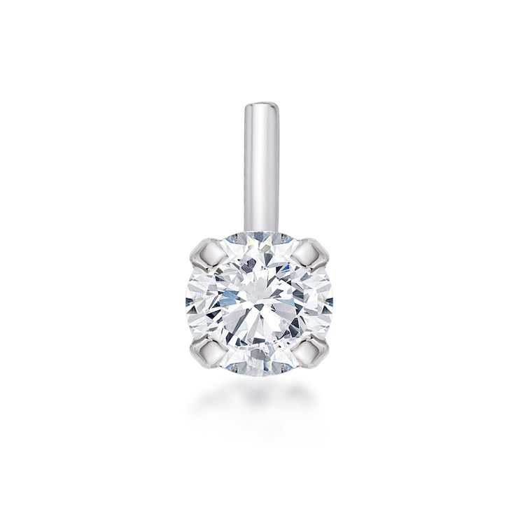 14K Gold L-Shaped Cubic Zirconia Nose Ring - 22G