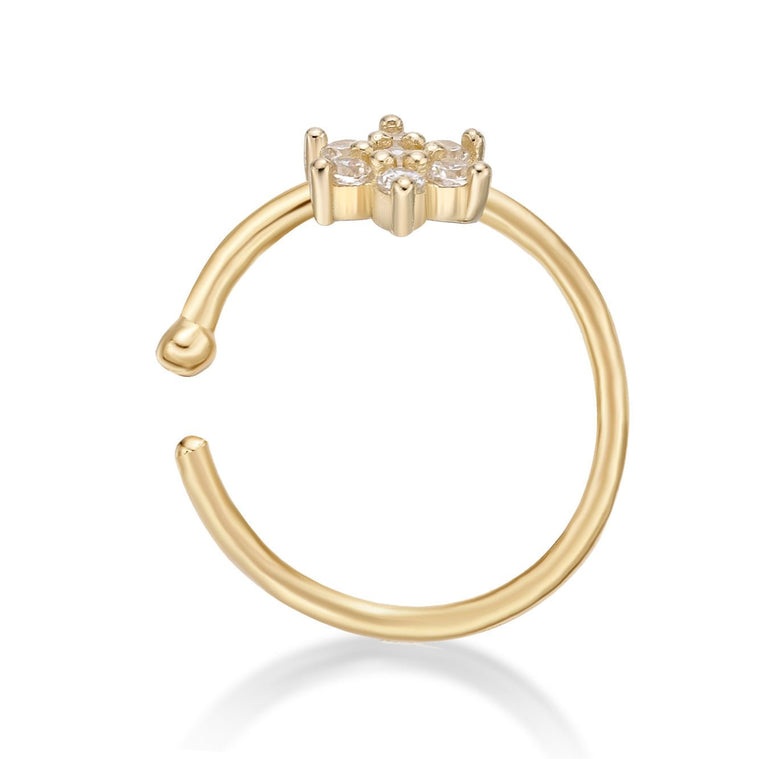 14K FlowerOpen Hoop Nose Ring - 22G