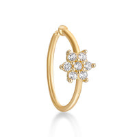 14K FlowerOpen Hoop Nose Ring - 22G