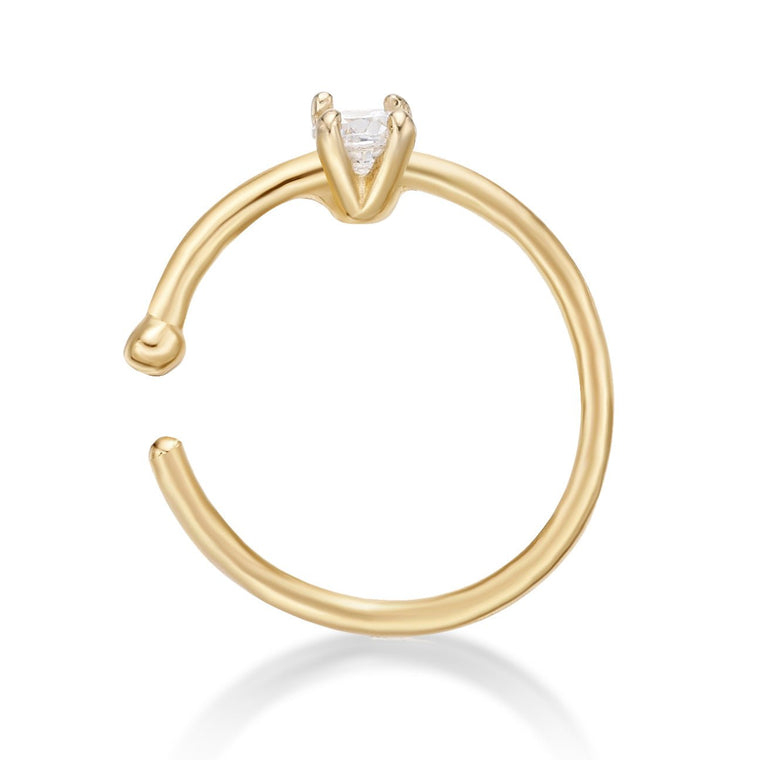 14K Gold Cubic Zirconia Nose Hoop - 22G