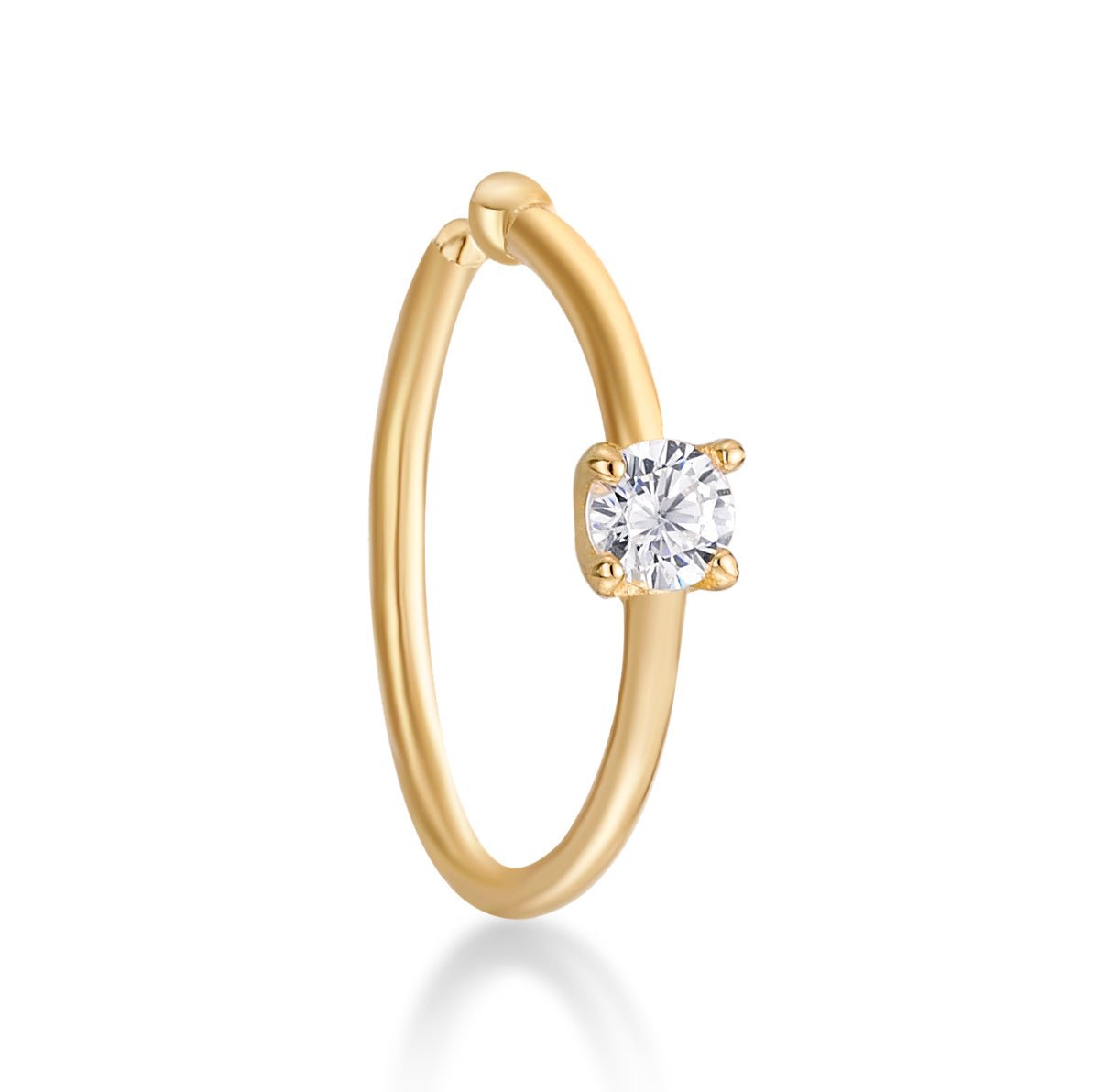 14K Gold Cubic Zirconia Nose Hoop - 22G