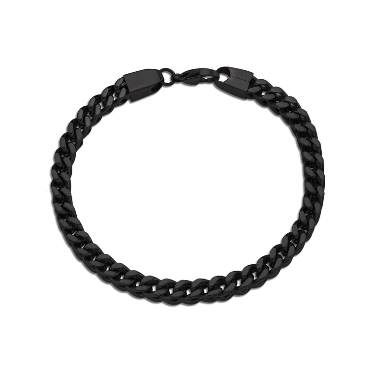 Thick Bracelet in Black Ion Plated Stainless Steel