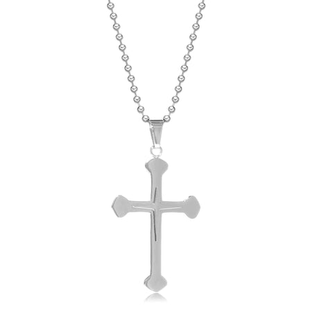 Budded Cross Pendant in Stainless Steel