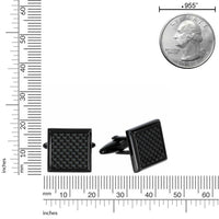 Carbon Fiber Square Cufflinks in Stainless Steel
