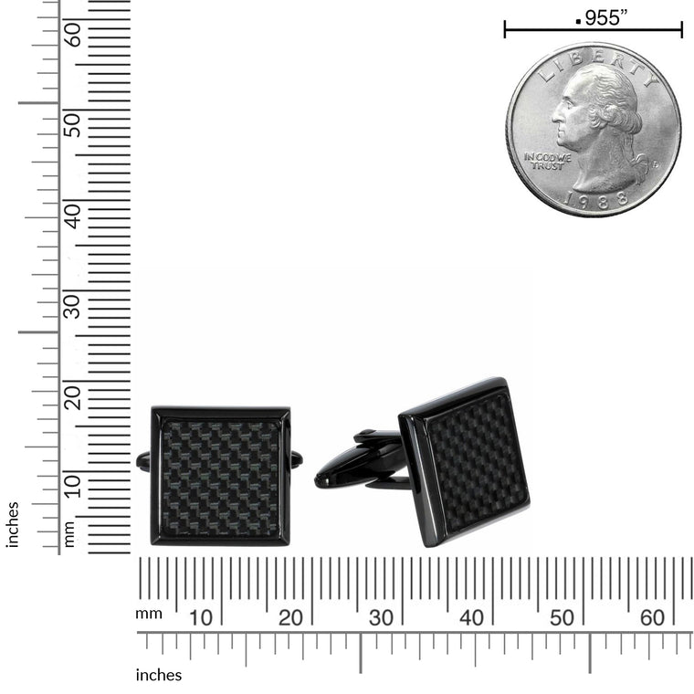 Carbon Fiber Square Cufflinks in Stainless Steel