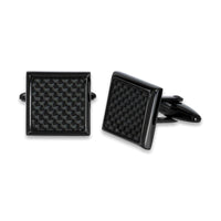 Carbon Fiber Square Cufflinks in Stainless Steel