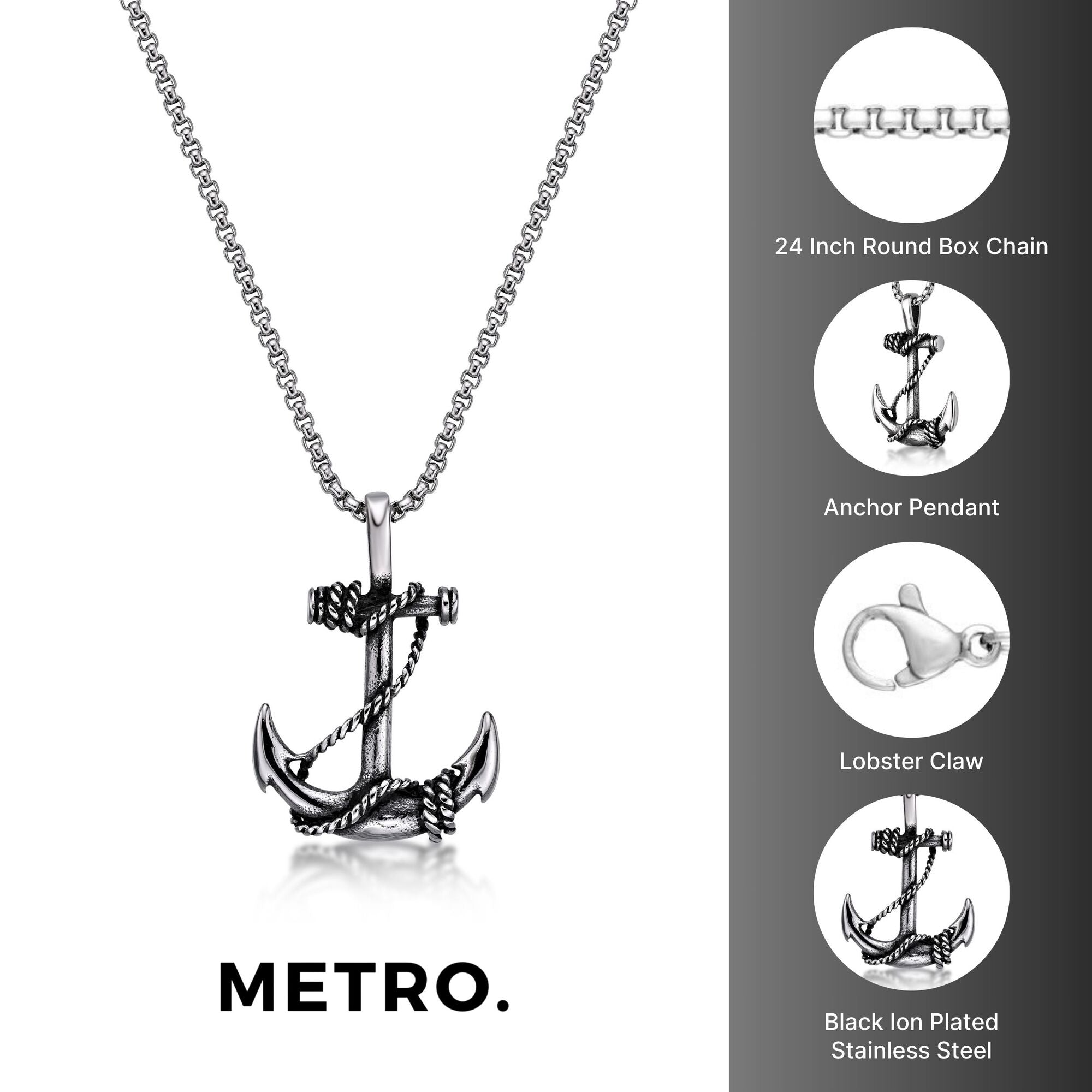 Anchor Pendant in Stainless Steel