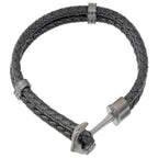 Anchor Bracelet in Braided Black Leather and Black Ion-Plated Stainless Steel