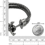 Anchor Bracelet in Braided Black Leather and Black Ion-Plated Stainless Steel